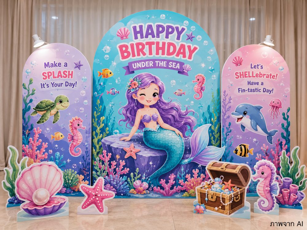 สแตนดี้วันเกิดเด็ก ธีม นางเงือก Mermaid
